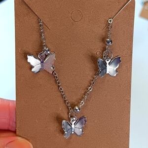 Butterfly Silver link chain anklet Beach Whimsy Classic Boho Festival Dainty